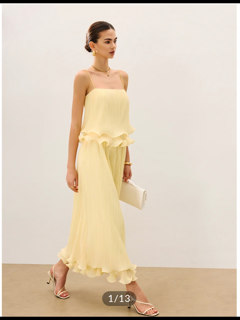 Pleated Layered Ruffle Skirt Set.